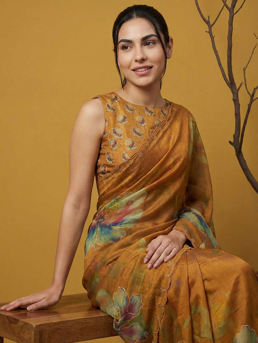 women floral embroidered saree with blouse - 22447870 -  Standard Image - 5