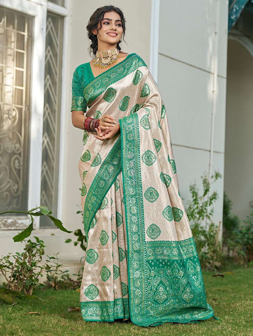 women self design banarasi saree with blouse