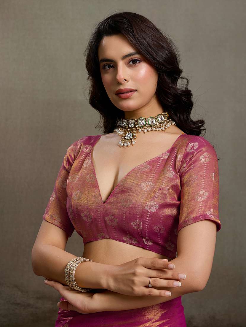 magenta tissue handloom saree with blouse - 22447901 -  Standard Image - 5