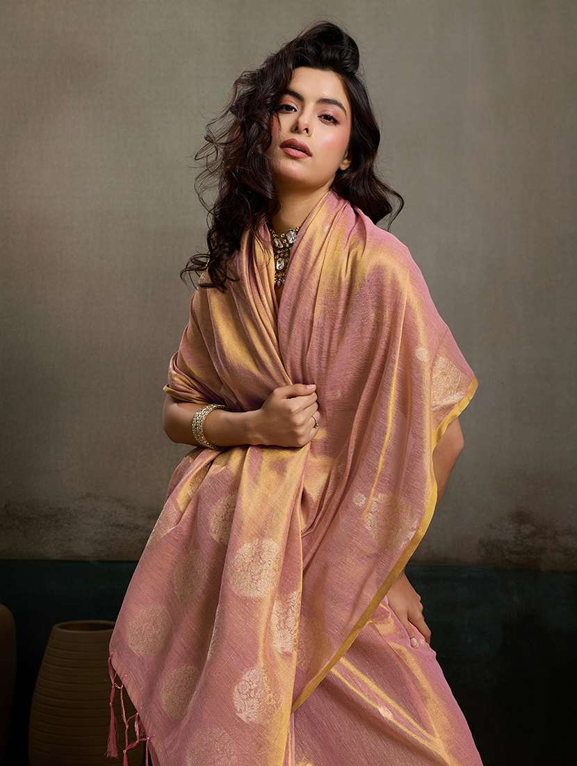 peach tissue handloom saree with blouse - 22447904 -  Standard Image - 5