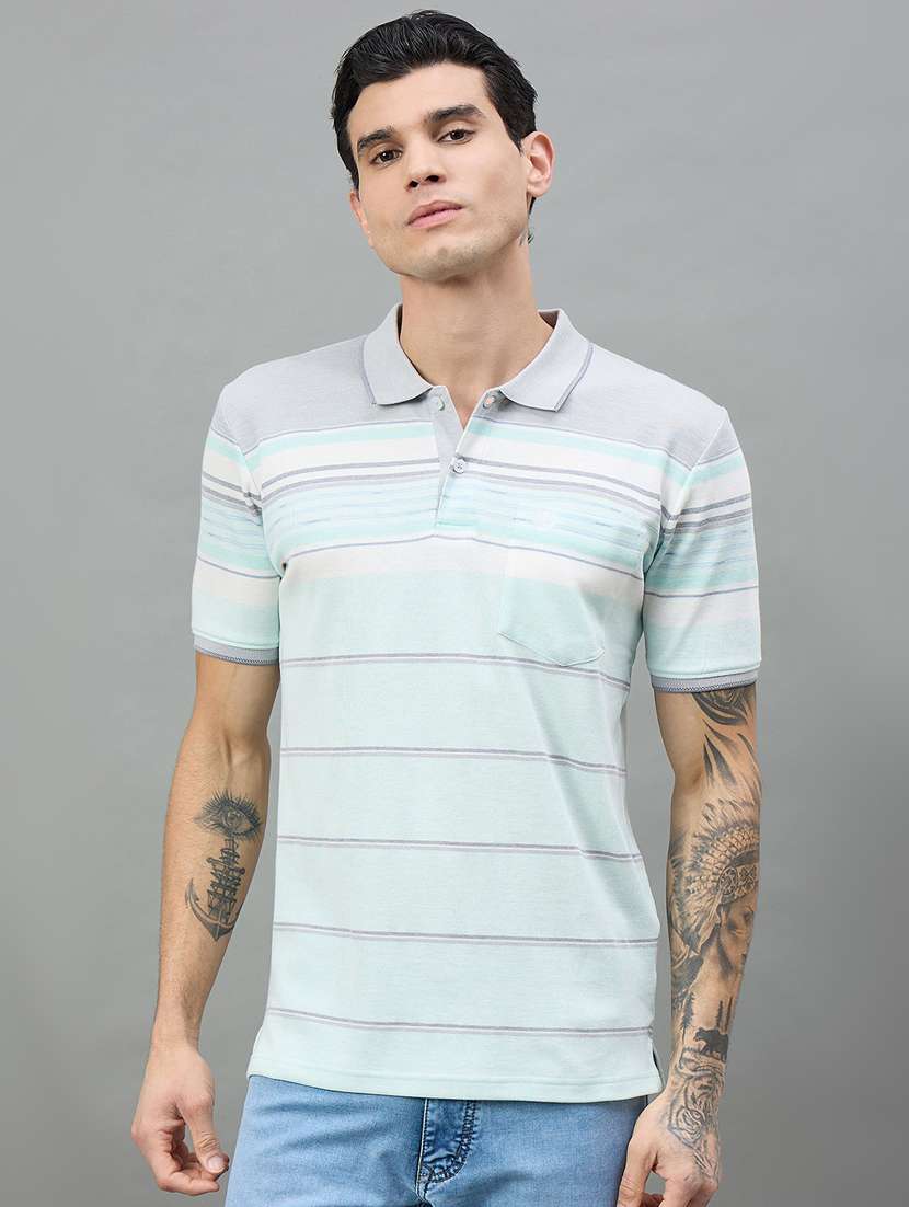men multi colored cotton blend plain t-shirt