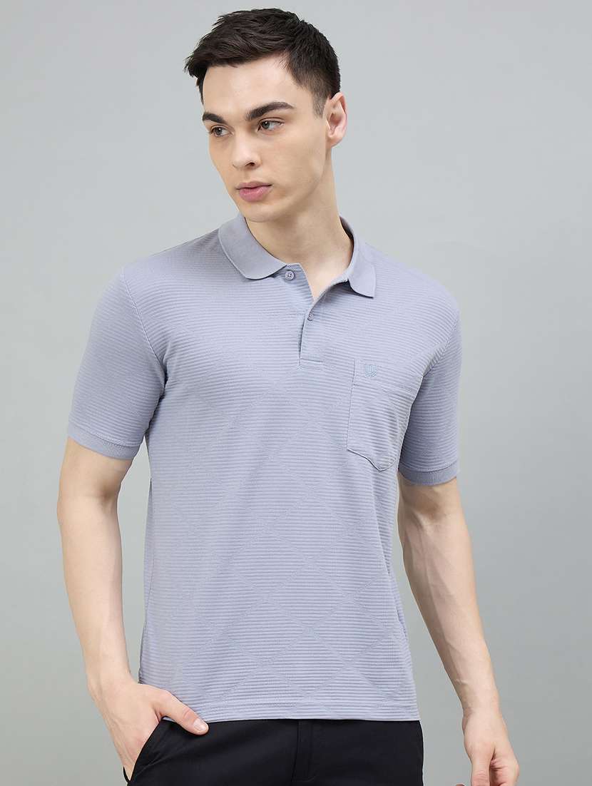 men stripes polo neck t-shirt
