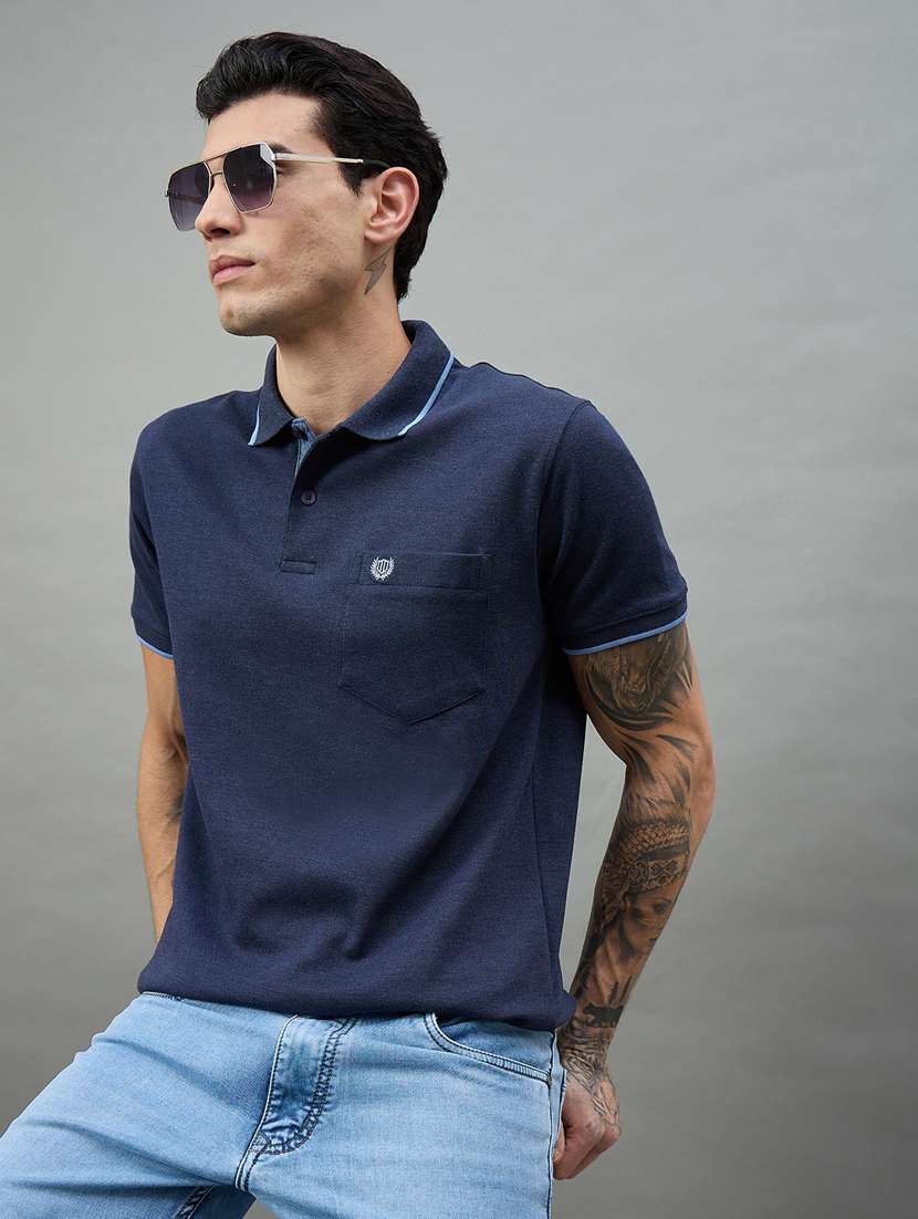 men solid short sleeve polo t-shirt