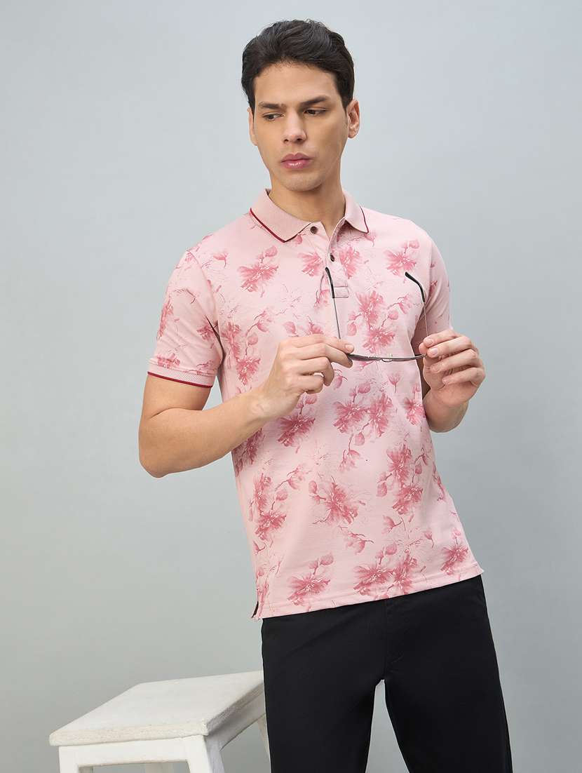 men pink cotton blend plain t-shirt - 22447980 -  Standard Image - 3