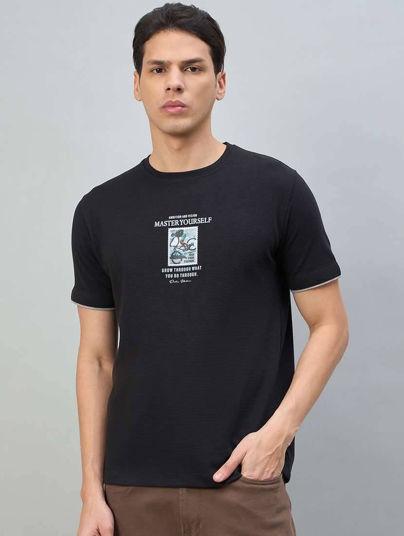 men printed short sleeve round t-shirt