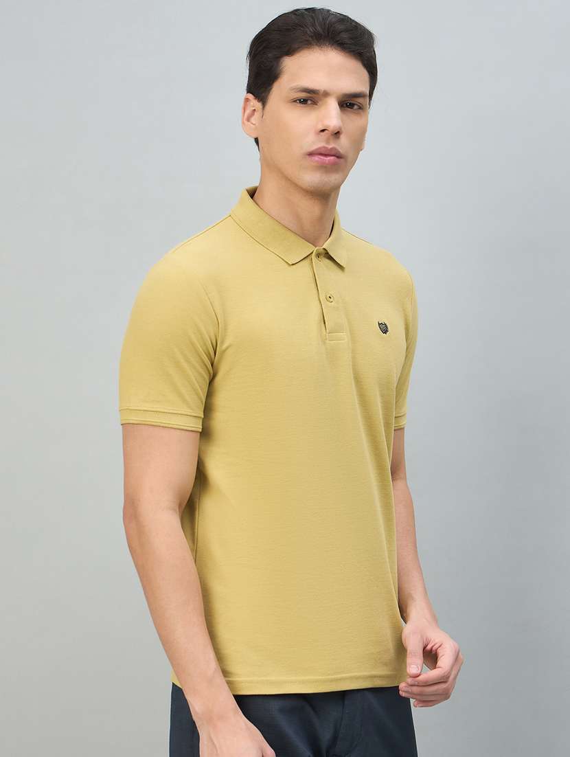men yellow cotton blend plain t-shirt - 22448014 -  Standard Image - 5