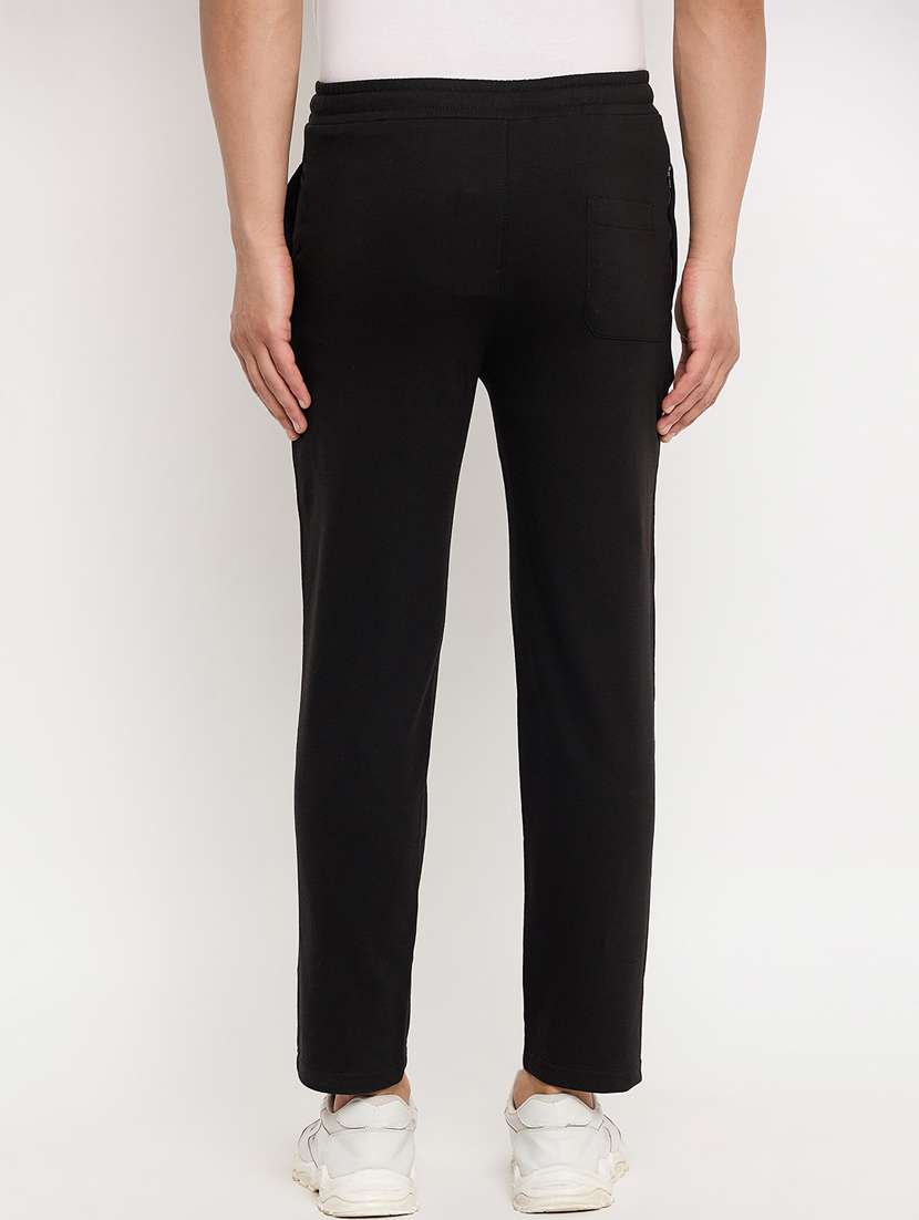 men black cotton blend  full length track pant - 22448026 -  Standard Image - 3