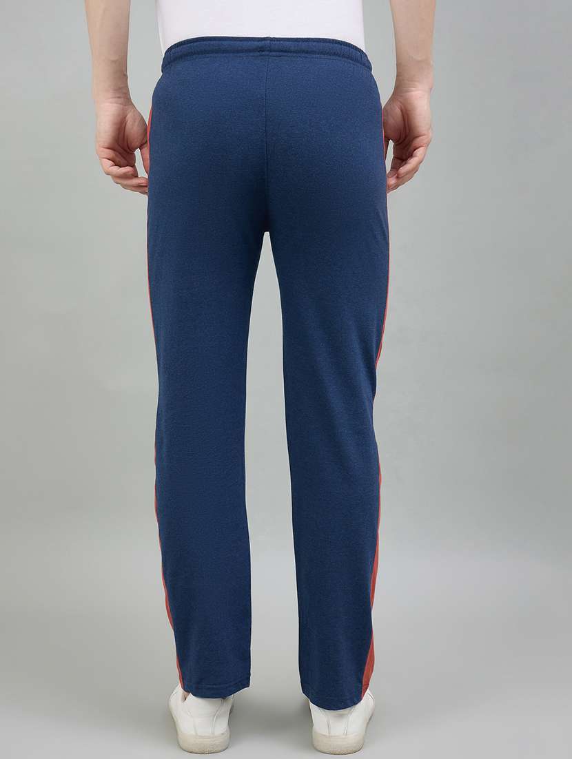 men blue cotton blend  full length track pant - 22448035 -  Standard Image - 3