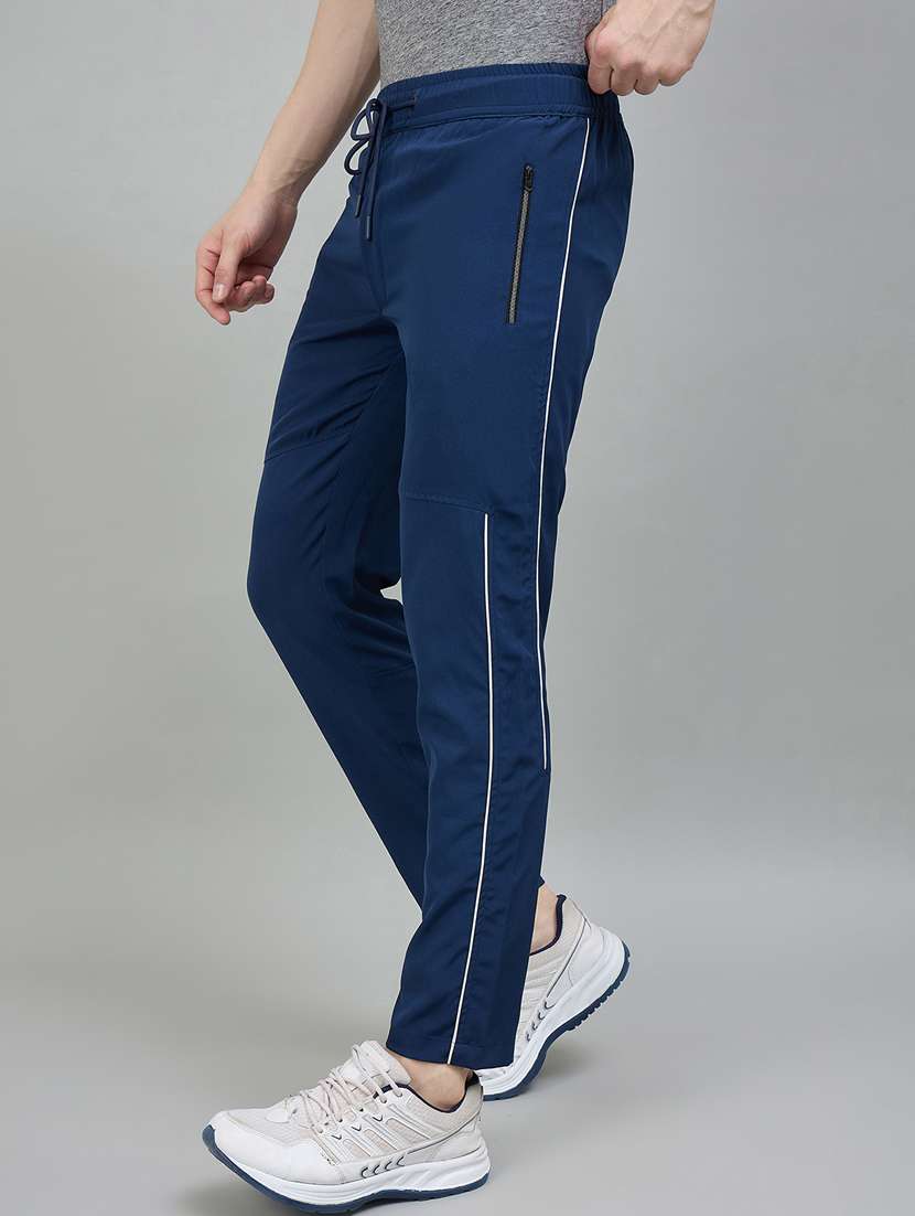 men solid mid rise full length track pant