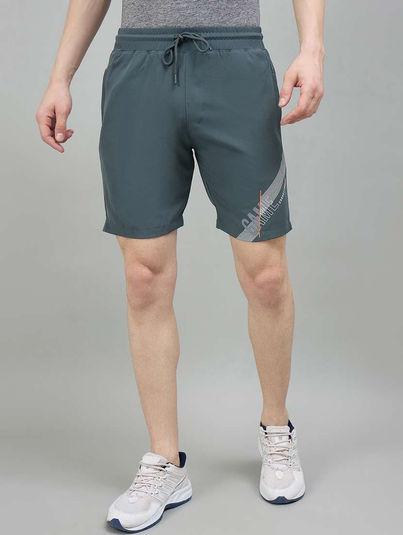 men teal cotton blend bermuda short