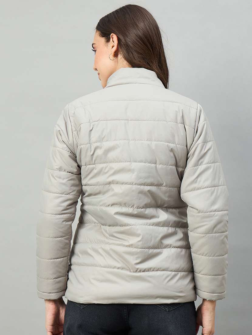 women solid long sleeve puffer jacket - 22448072 -  Standard Image - 3