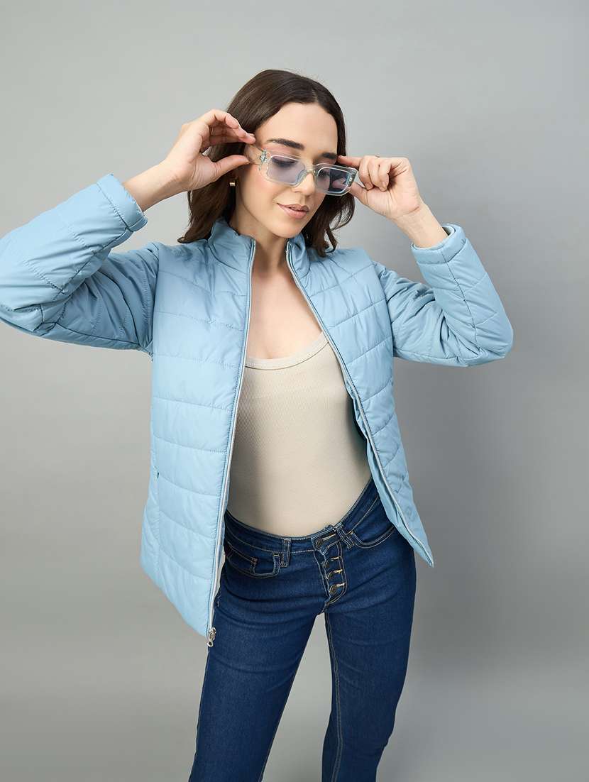 women solid long sleeve puffer jacket - 22448079 -  Standard Image - 3