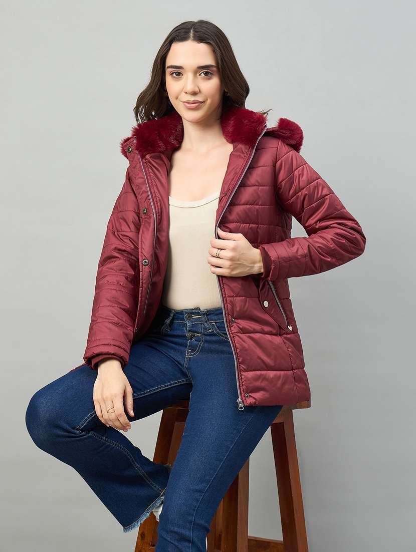 women solid long sleeve hooded puffer jacket - 22448083 -  Standard Image - 3