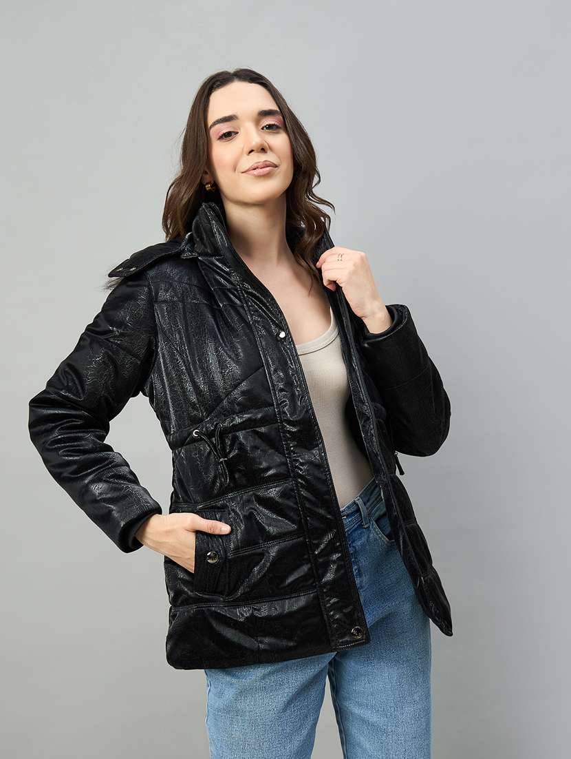 women solid long sleeve hooded puffer jacket - 22448084 -  Standard Image - 3