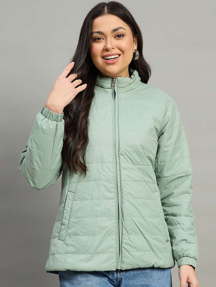 women solid long sleeve reversible puffer jacket - 22448085 -  Standard Image - 3