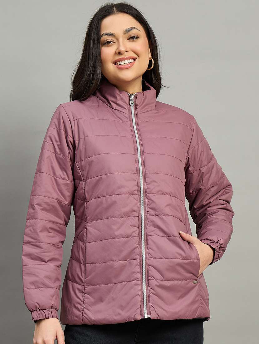 women solid long sleeve reversible puffer jacket - 22448087 -  Standard Image - 3