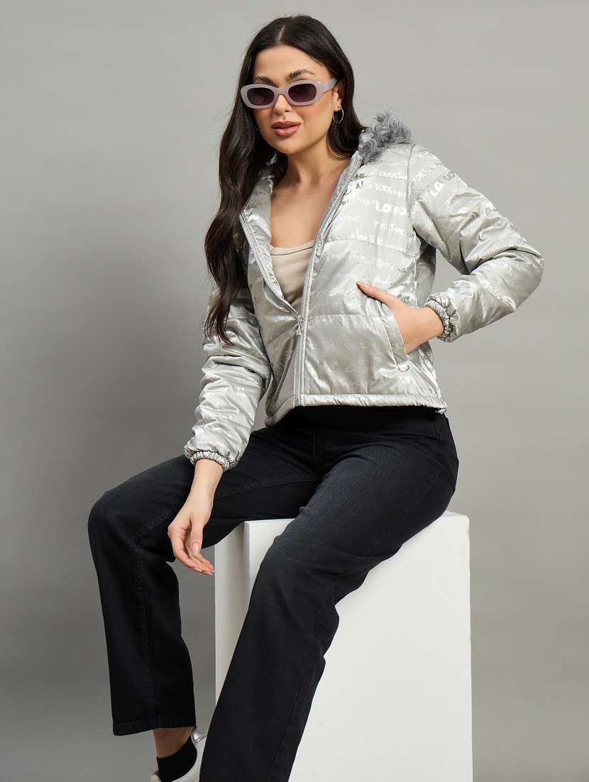 women long sleeve hooded puffer jacket - 22448096 -  Standard Image - 3