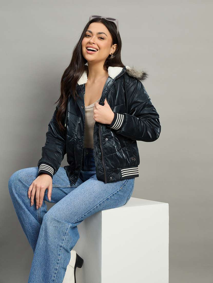 women long sleeve hooded puffer jacket - 22448097 -  Standard Image - 3