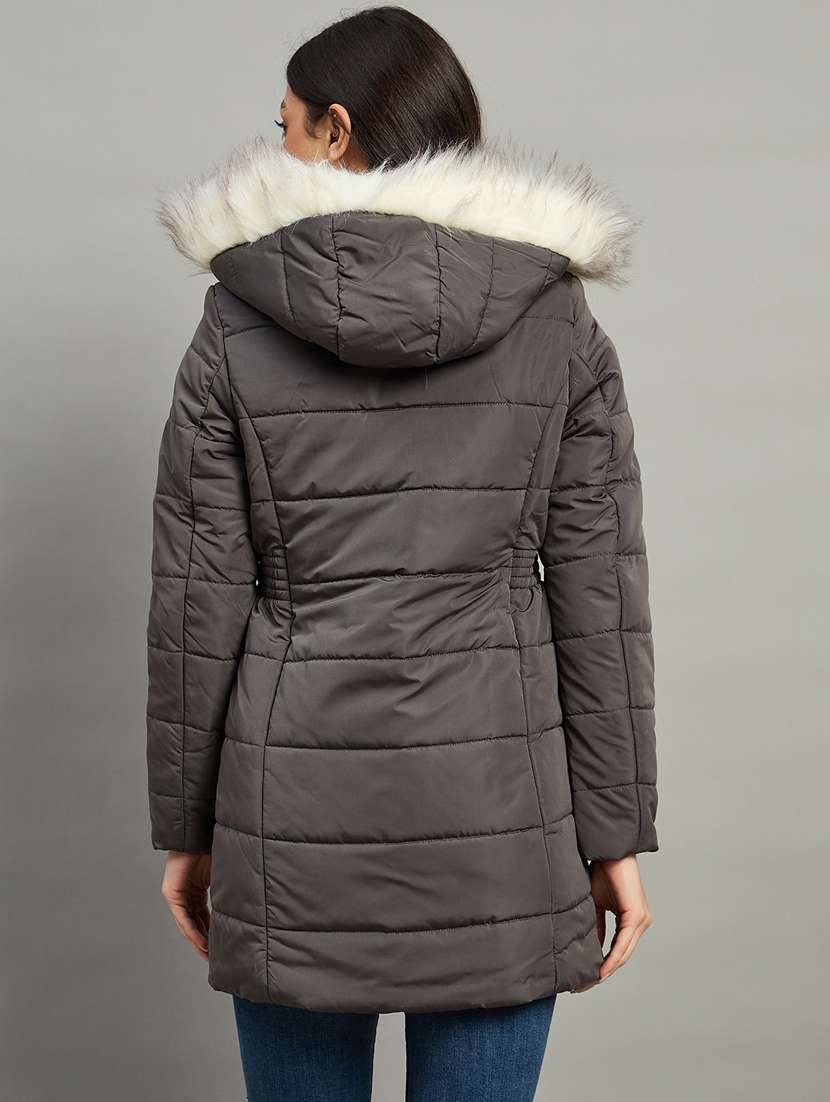women solid long sleeve quilted jacket - 22448110 -  Standard Image - 3