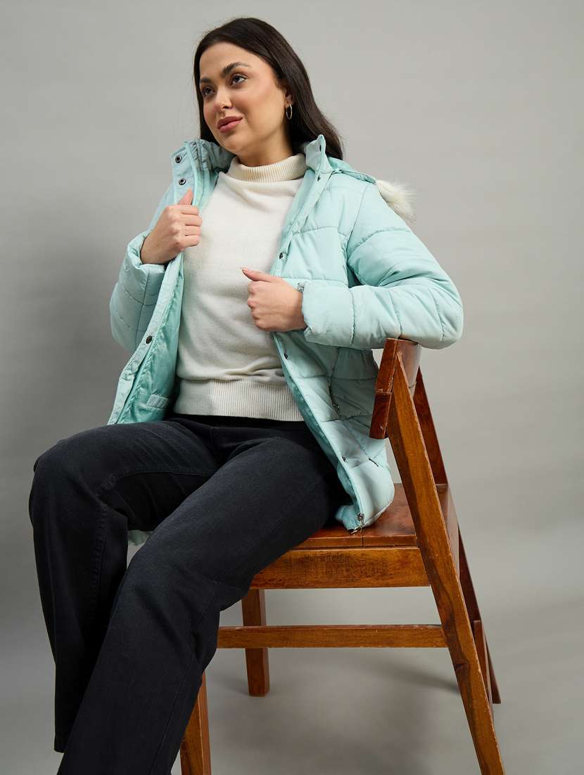 women solid long sleeve quilted jacket - 22448111 -  Standard Image - 3