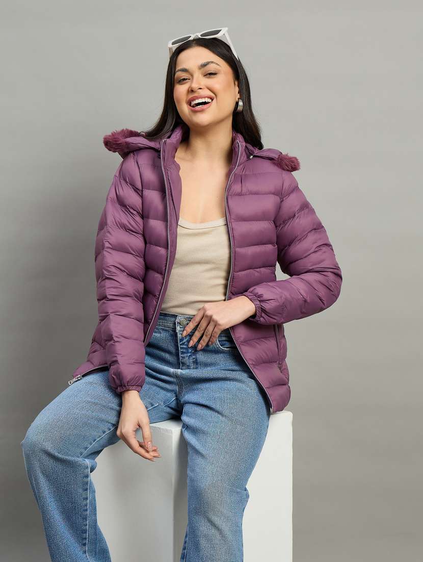 women solid long sleeve quilted jacket - 22448113 -  Standard Image - 3