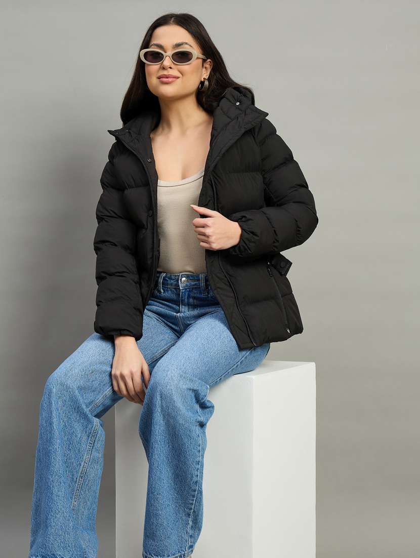 women solid long sleeve quilted jacket - 22448116 -  Standard Image - 3