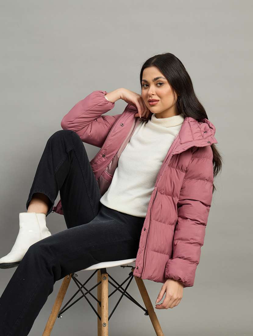 women solid long sleeve quilted jacket - 22448117 -  Standard Image - 3