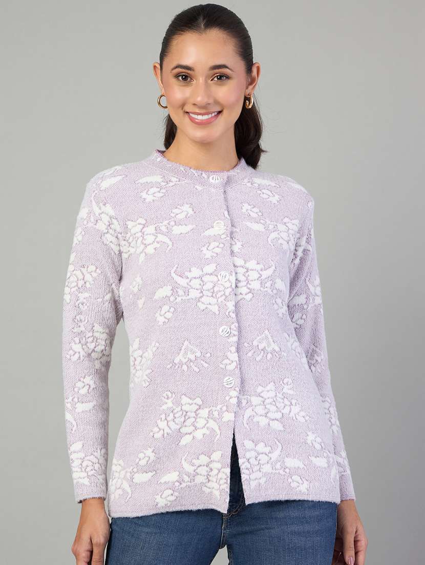 women purple acrylic plain sweatshirt