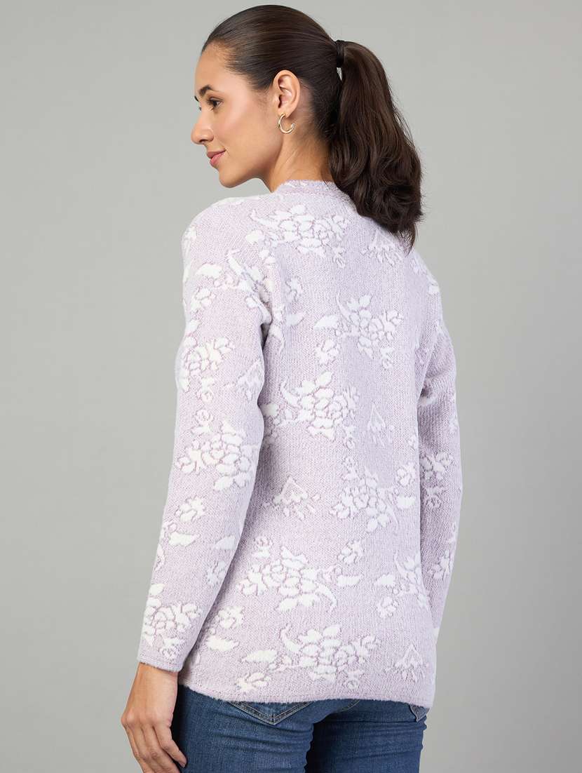 women purple acrylic plain sweatshirt - 22448120 -  Standard Image - 3