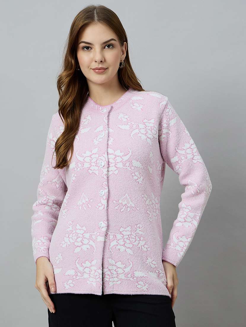 women pink acrylic plain sweatshirt