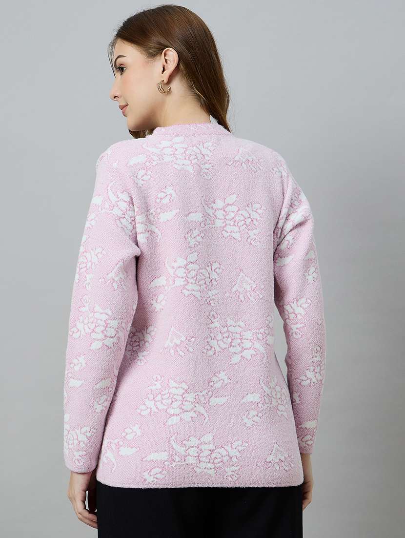 women pink acrylic plain sweatshirt - 22448121 -  Standard Image - 3