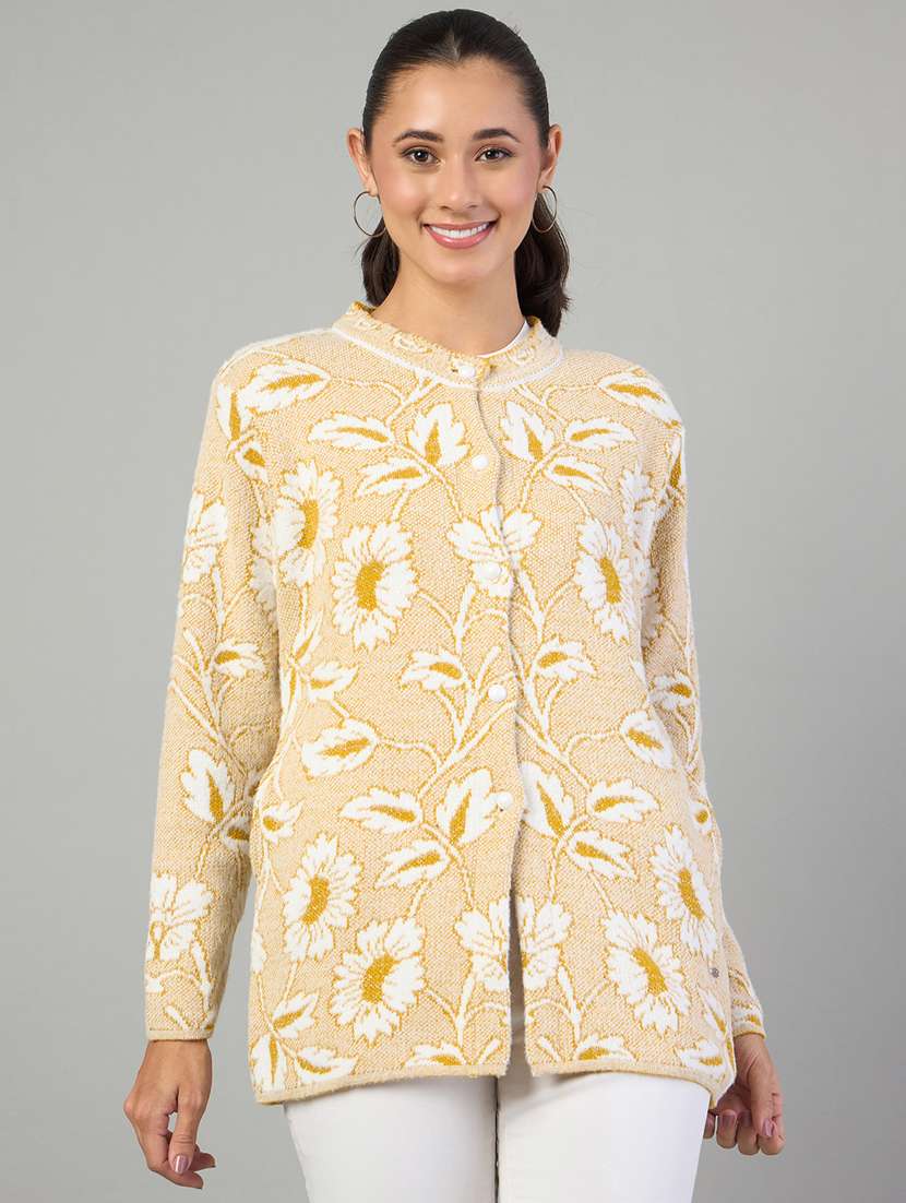 women yellow acrylic plain sweatshirt