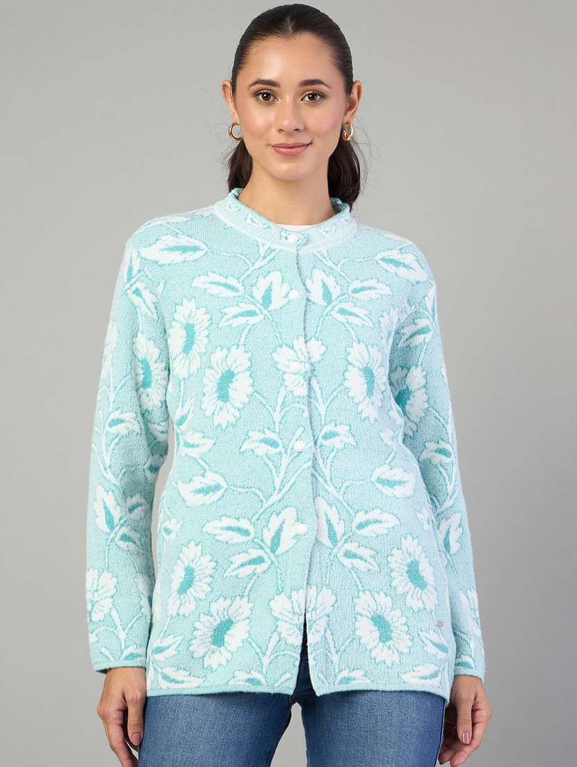 women blue acrylic plain sweatshirt