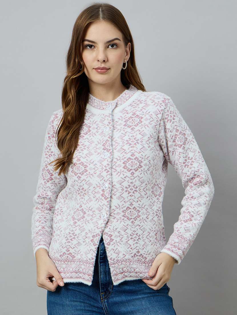 women pink acrylic plain sweatshirt