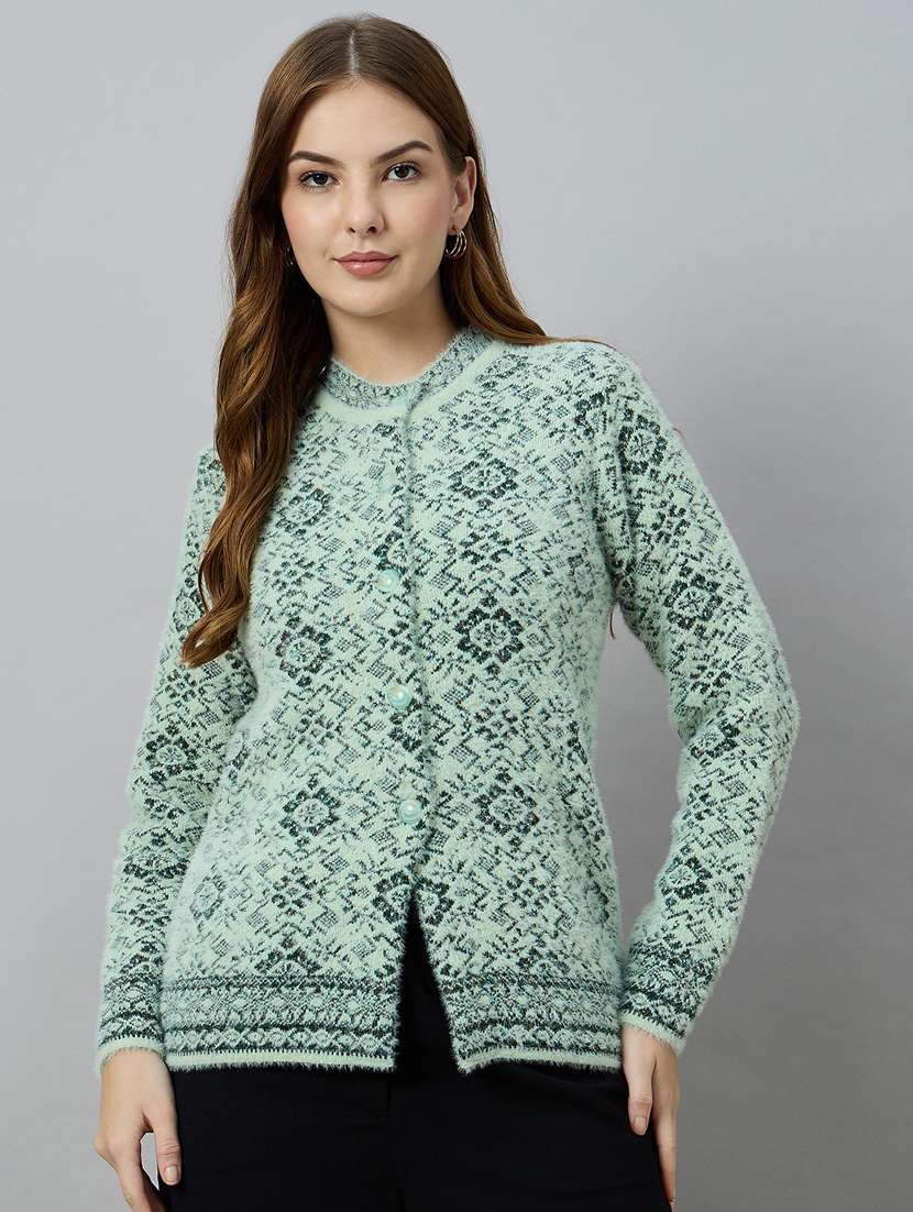 women green acrylic plain sweatshirt