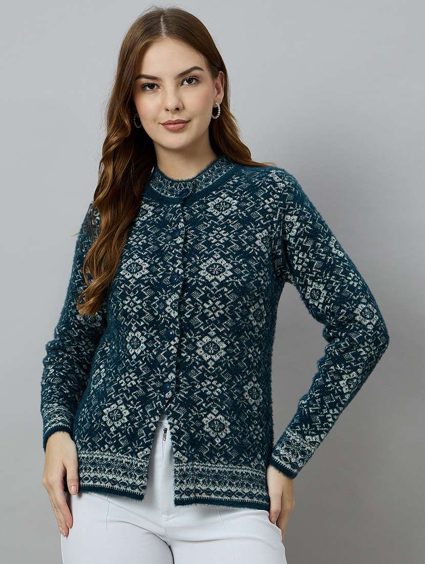 women blue acrylic plain sweatshirt