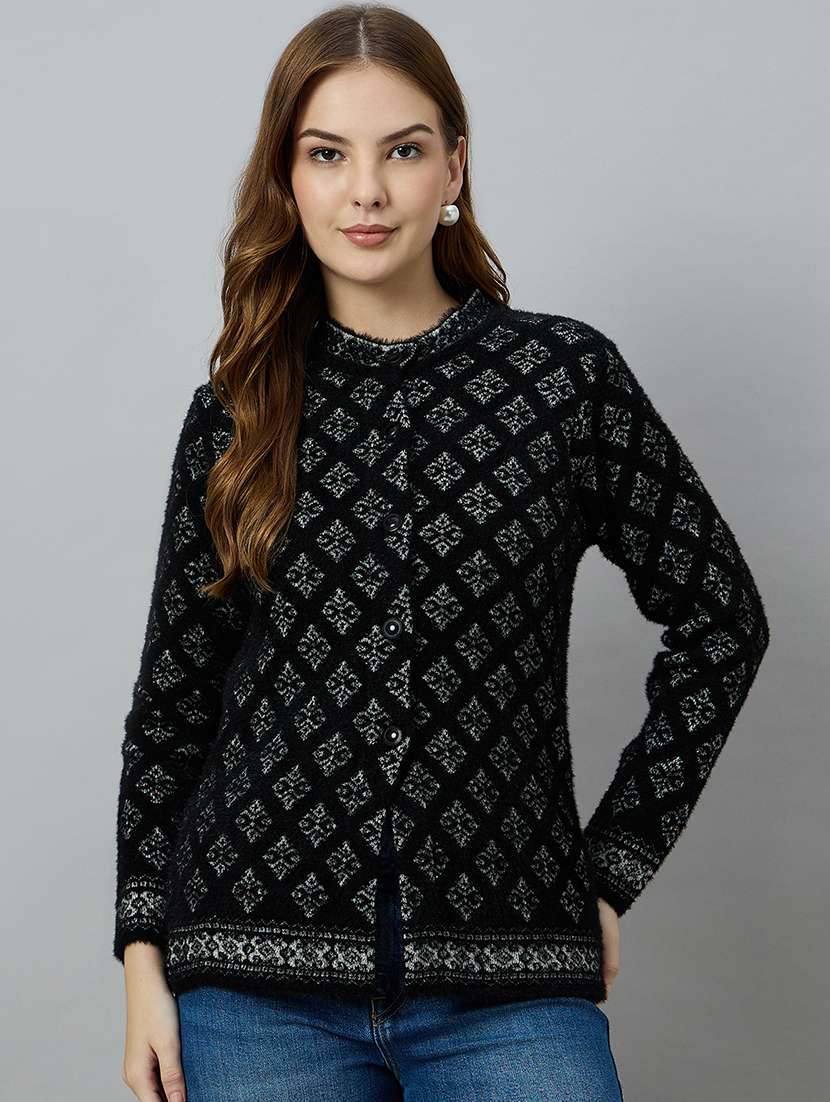 women black acrylic plain sweatshirt
