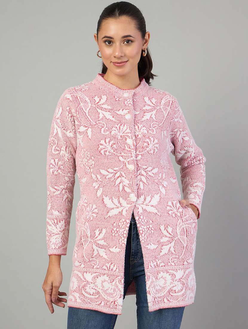 women pink acrylic plain sweatshirt