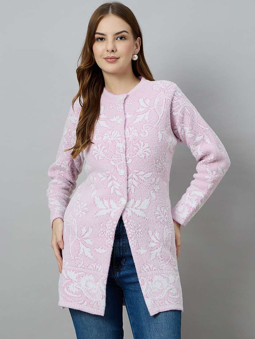 women pink acrylic plain sweatshirt