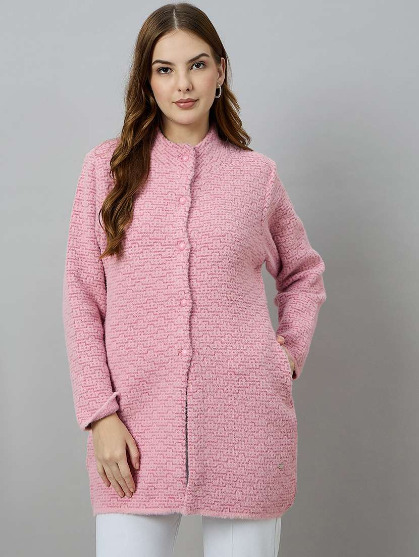 women pink acrylic plain sweatshirt