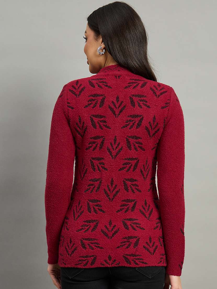 women maroon acrylic plain sweatshirt - 22448152 -  Standard Image - 3