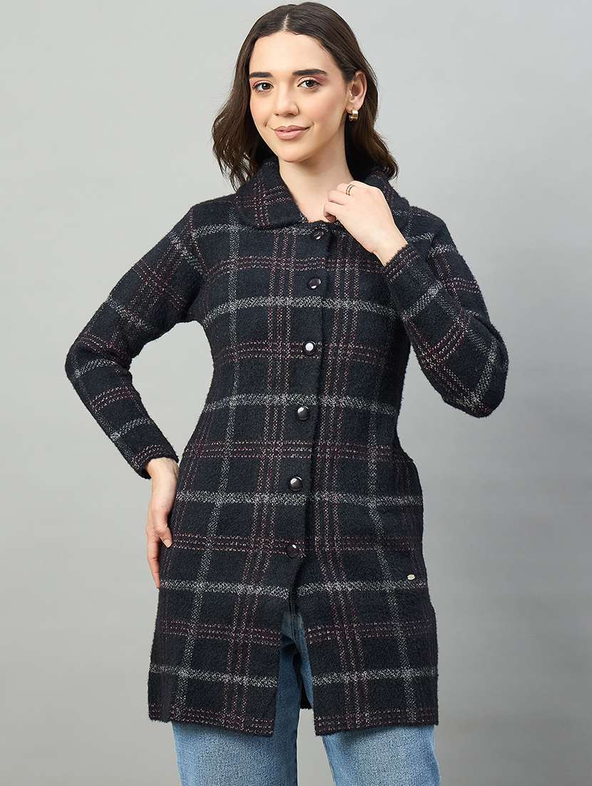 women black acrylic plain cardigan