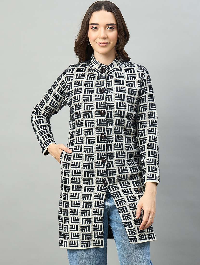 women black acrylic plain cardigan