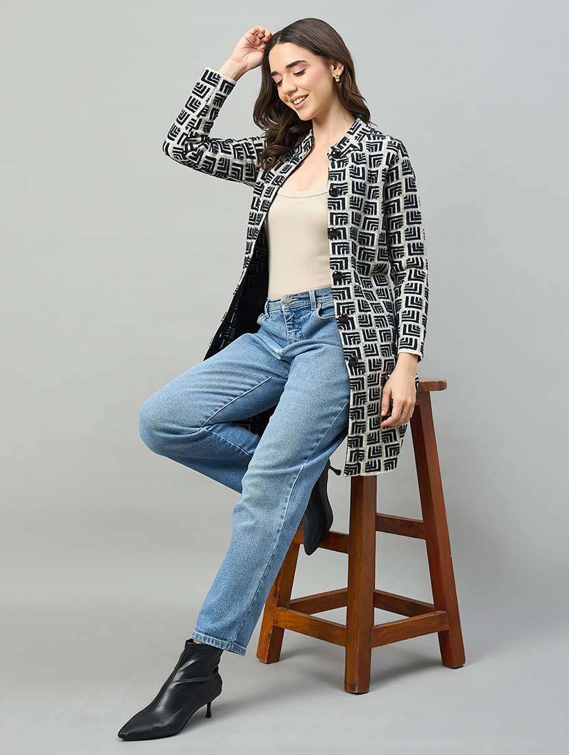 women black acrylic plain cardigan - 22448178 -  Standard Image - 3