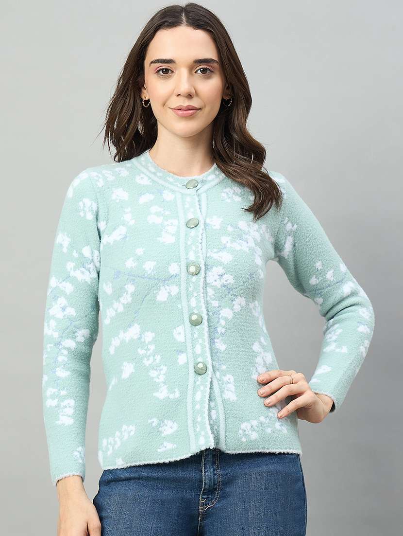 women green acrylic plain sweatshirt