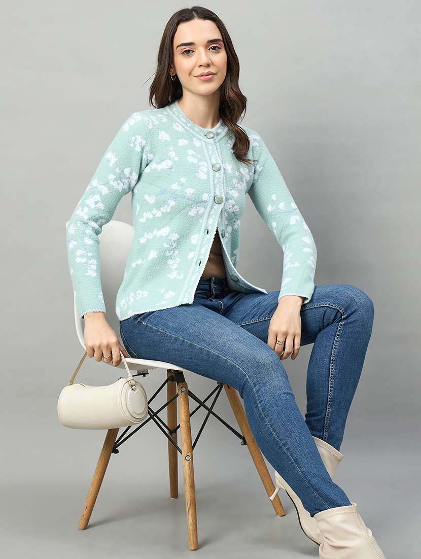 women green acrylic plain sweatshirt - 22448182 -  Standard Image - 3