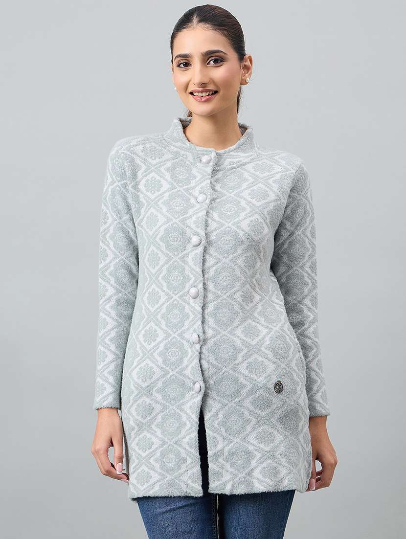 women grey acrylic plain sweatshirt