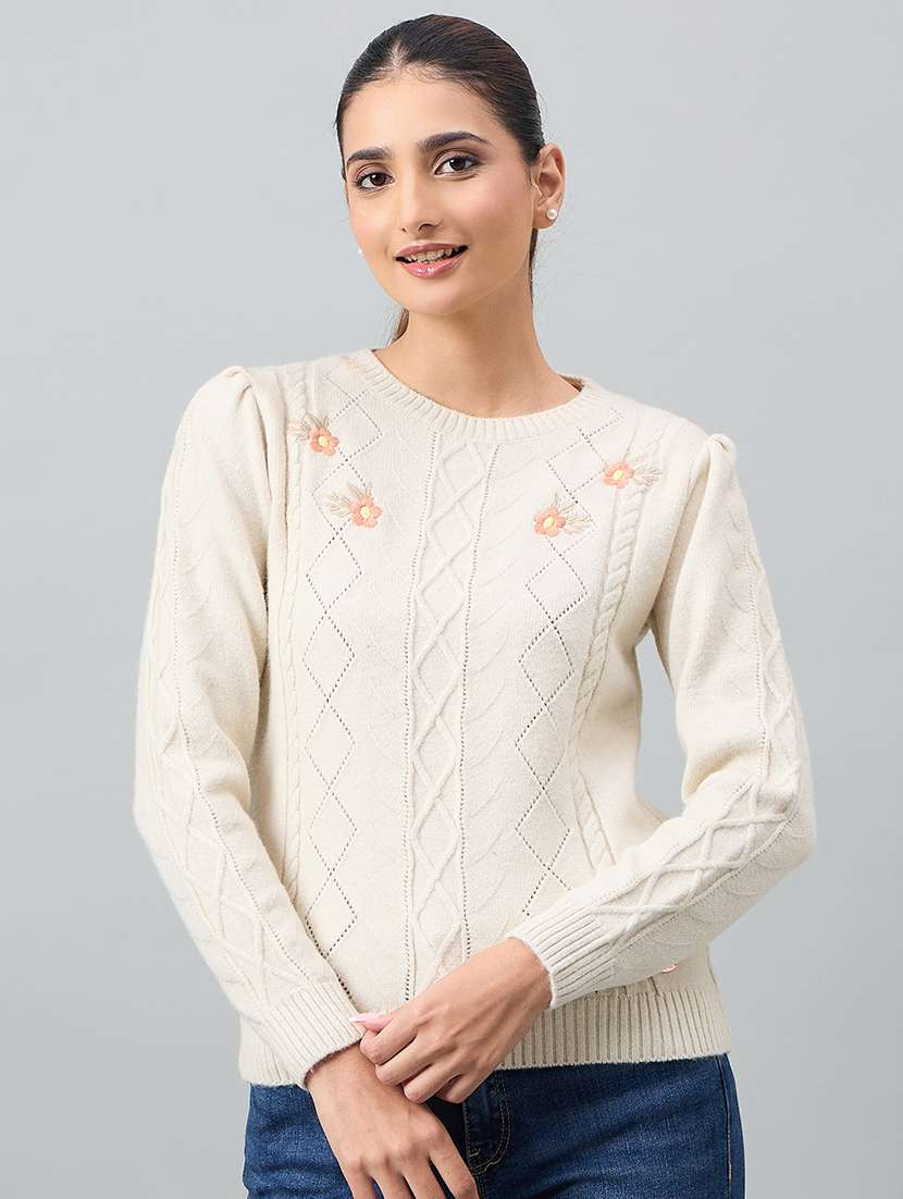 women white acrylic plain sweatshirt