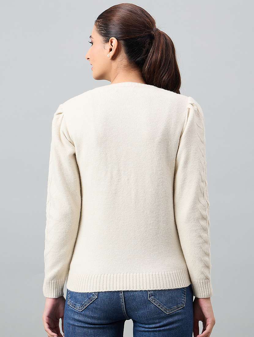 women white acrylic plain sweatshirt - 22448209 -  Standard Image - 3
