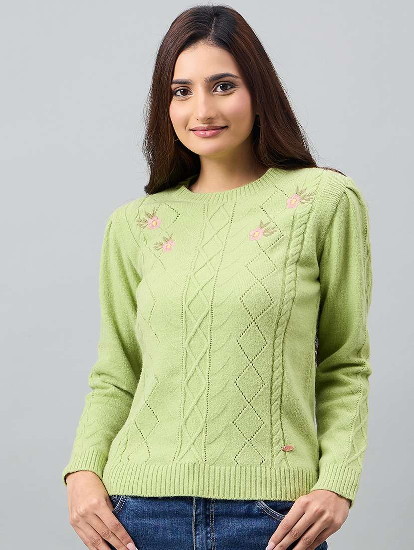 women green acrylic plain sweatshirt